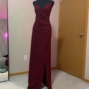 Red Glitter Prom Dress w/slit